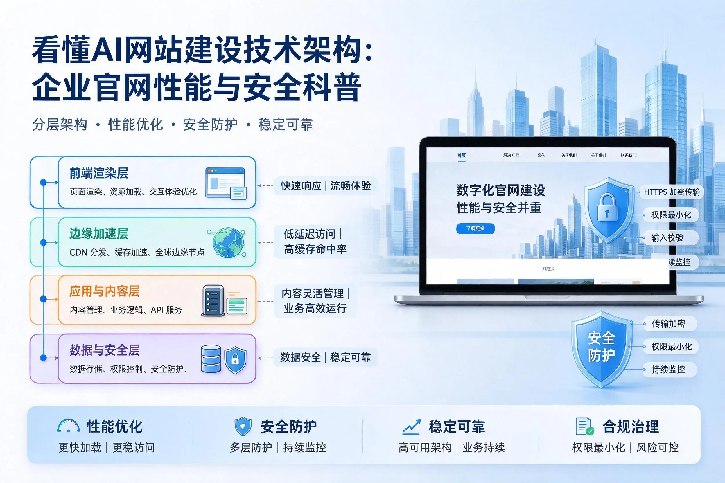 看懂AI网站建设技术架构：嘉兴企业官网性能与安全科普