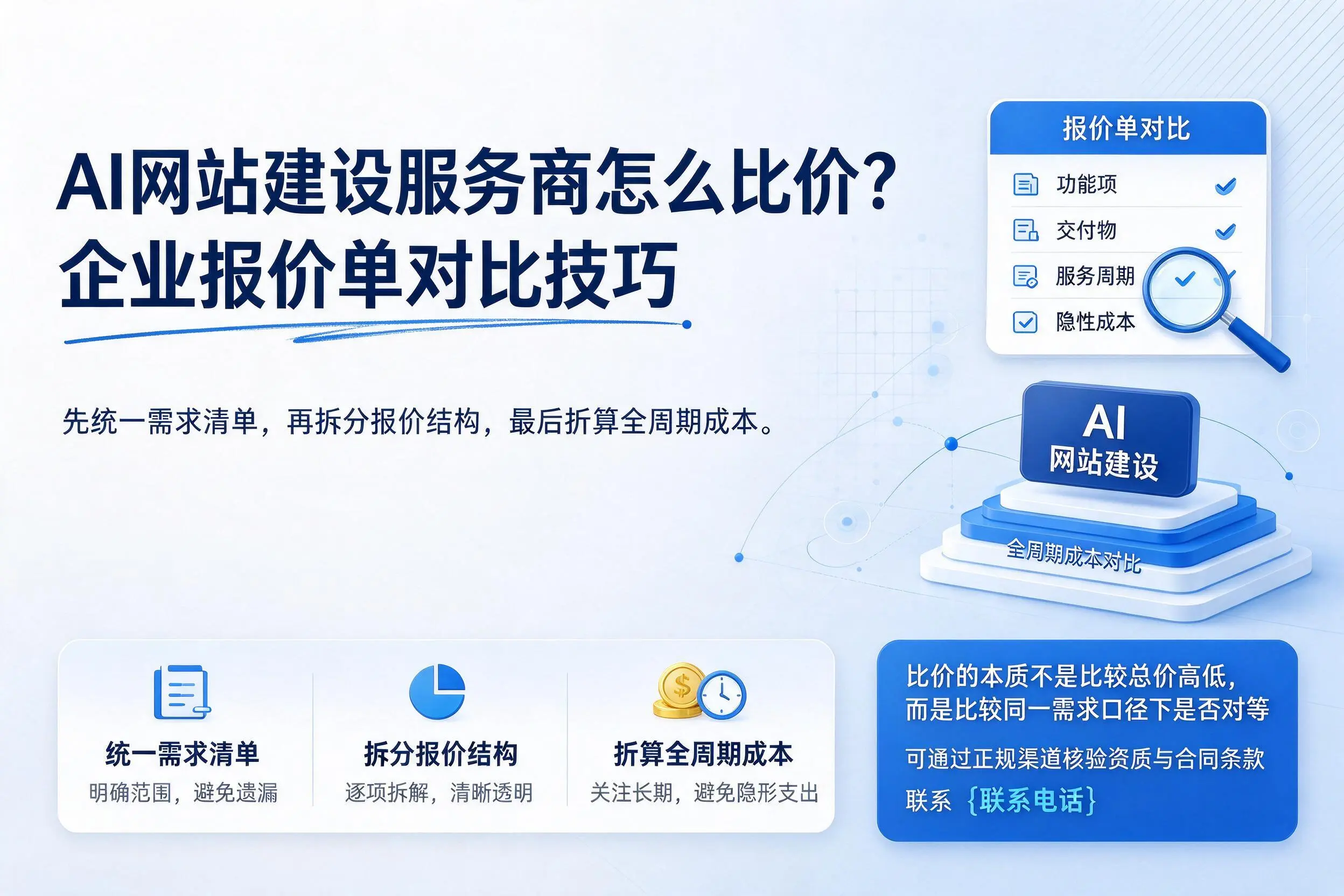AI网站建设服务商怎么比价？嘉兴企业报价单对比技巧