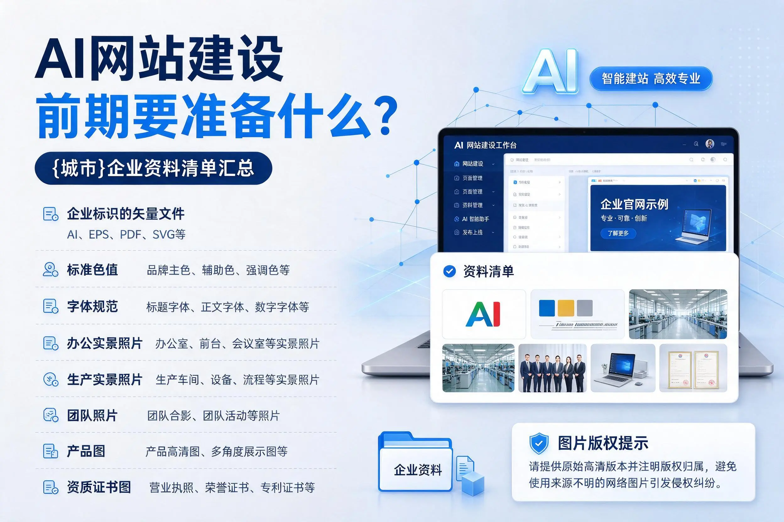 AI网站建设前期要准备什么？嘉兴企业资料清单汇总