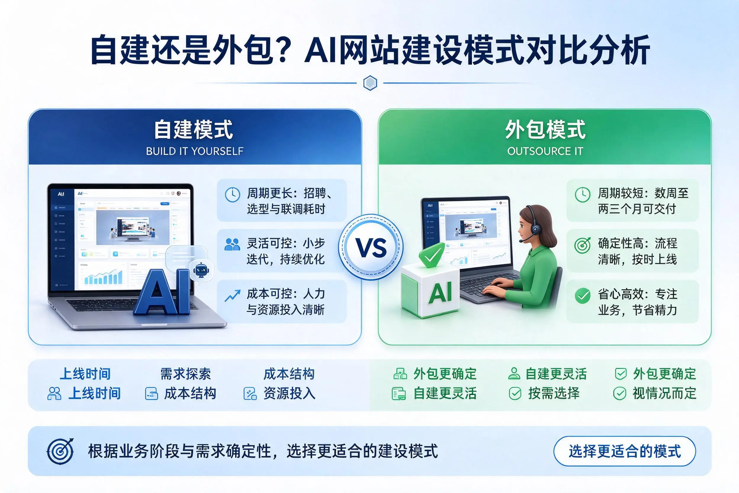 自建还是外包?嘉兴AI网站建设模式对比分析